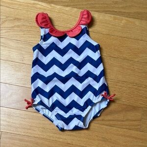 Blue and White Chevron Baby Swimsuit